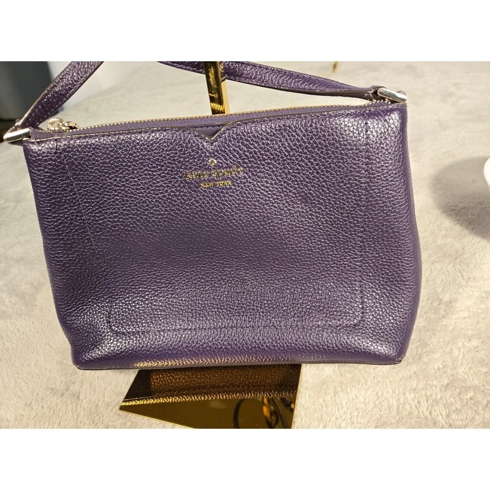 Kate Spade New York Purple Pebbled Leather Harlow Crossbody Bag Gold Hardware‎